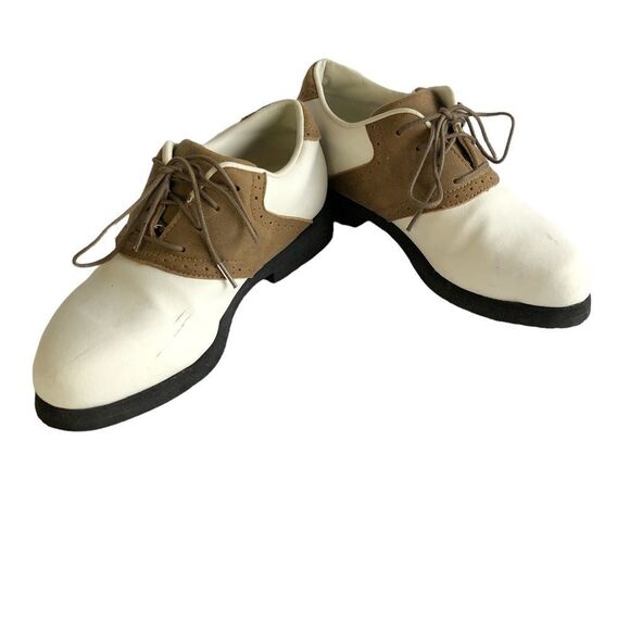 Reebok Vintage Suede Leather Lace Up Golf Sneakers Cleats Shoes Tan White - Picture 13 of 13